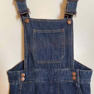 Brand new. Never worn. Overalls, straight line Jean dress.